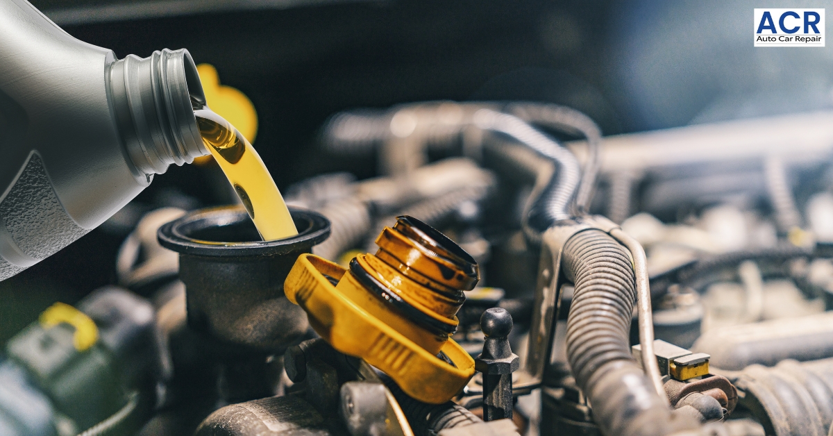 Engine Oil change at auto car repair