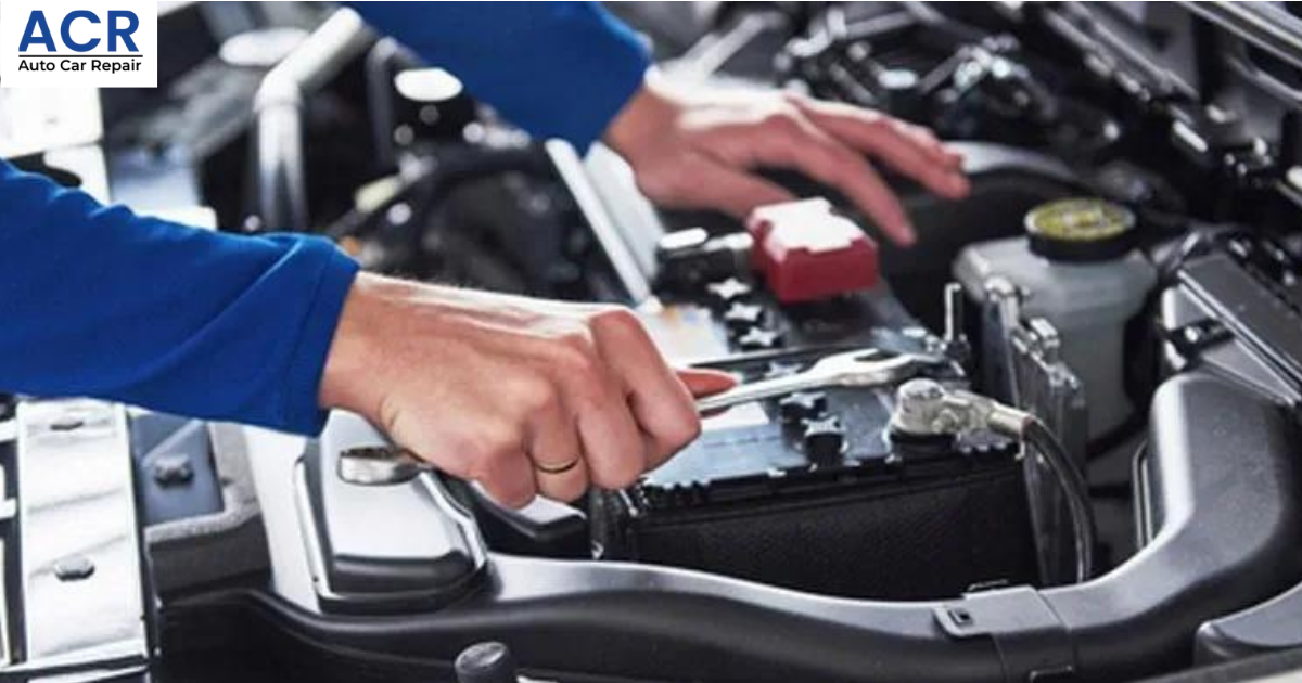 Car engine service at auto car repair